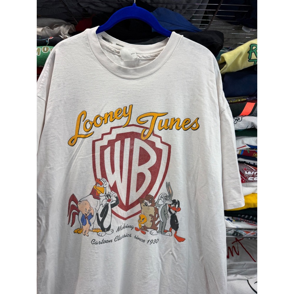 Vintage Looney Tunes Warner Bros Graphic T-Shirt White Oversized 90s WB 6999